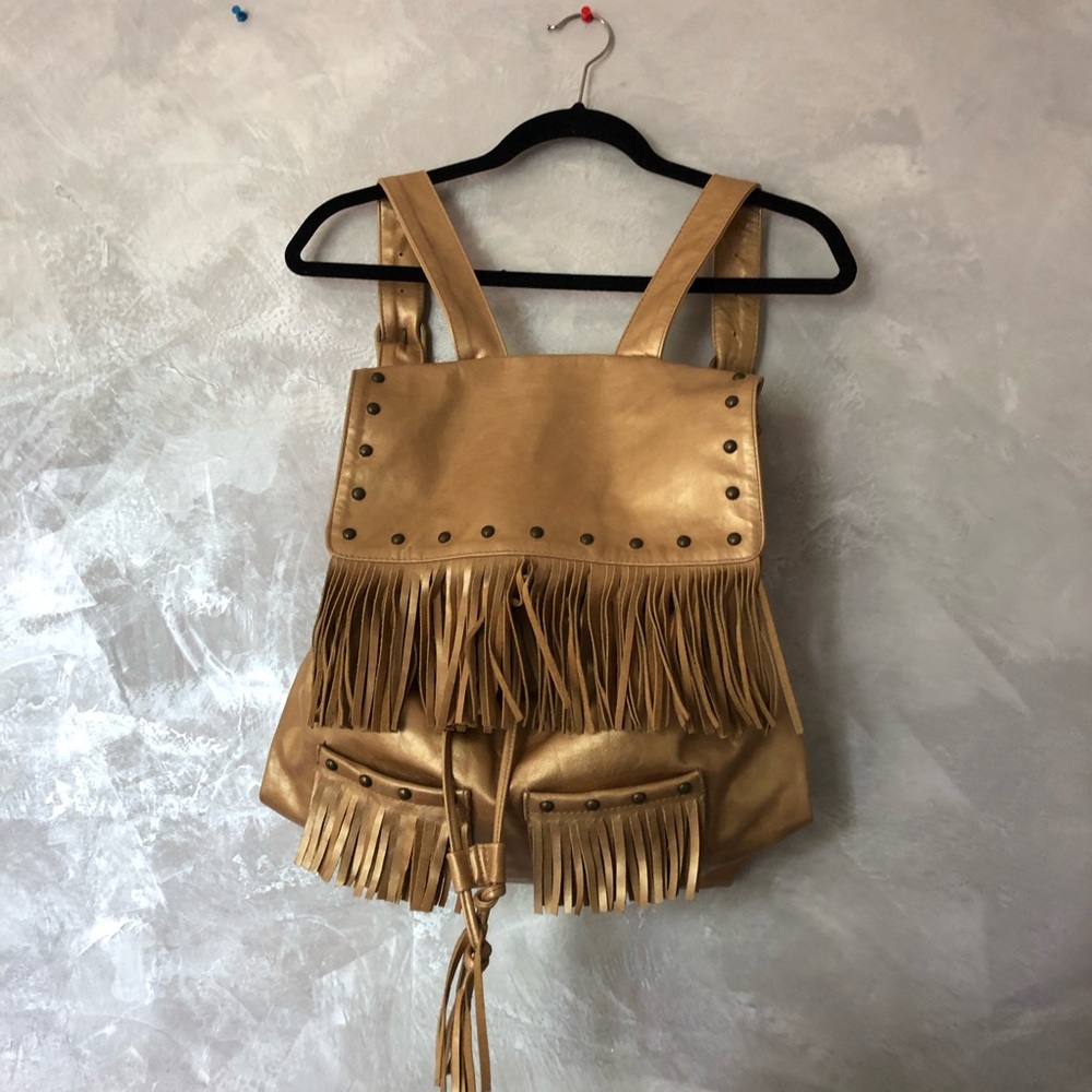 NEW Gold Leather Backpack